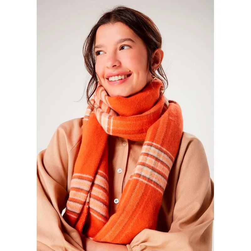 Cachecol Feminino Estampado Em Tricô - Laranja UNI