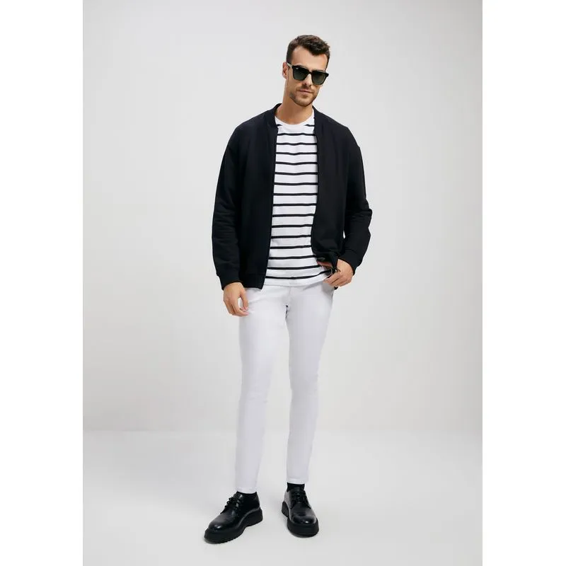 Jaqueta Básica Masculina Bomber Em Moletom Peluciado - Preto XXG