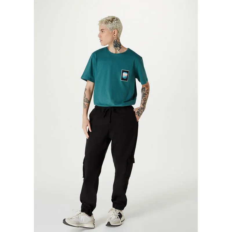 Calça Masculina Jogger Cargo Em Sarja - Preto M