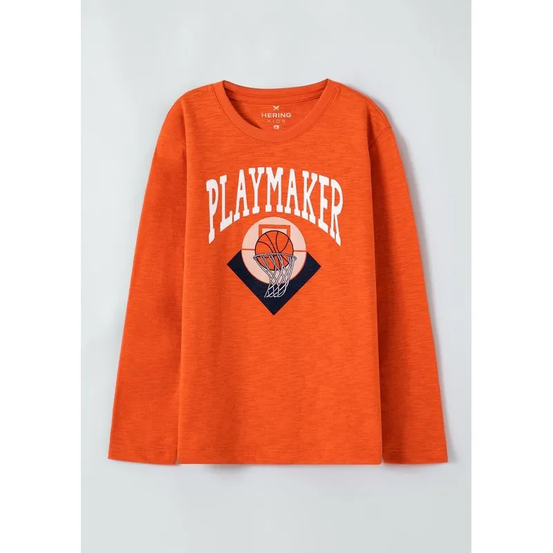 Camiseta Infantil Menino Manga Longa Flamê - Laranja 003