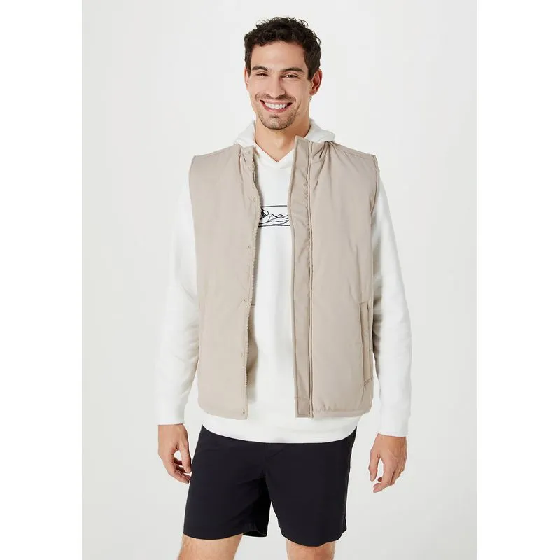 Colete Puffer Masculino Em Nylon - Bege M