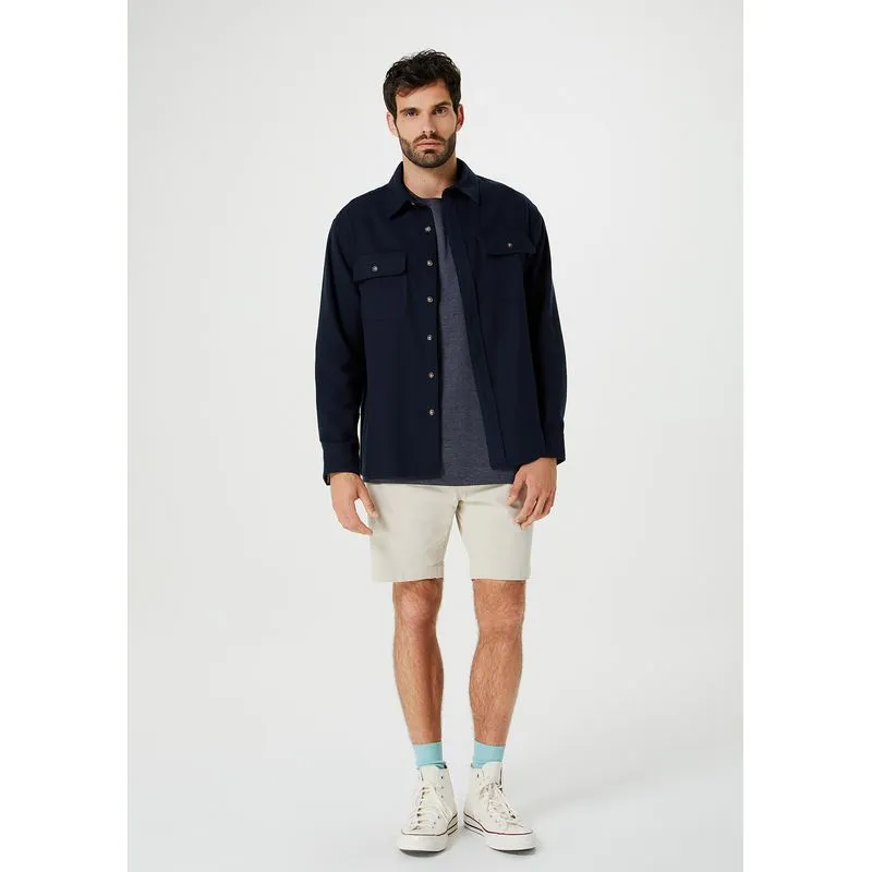 Camisa Masculina Manga Longa Em Algodão - Azul G