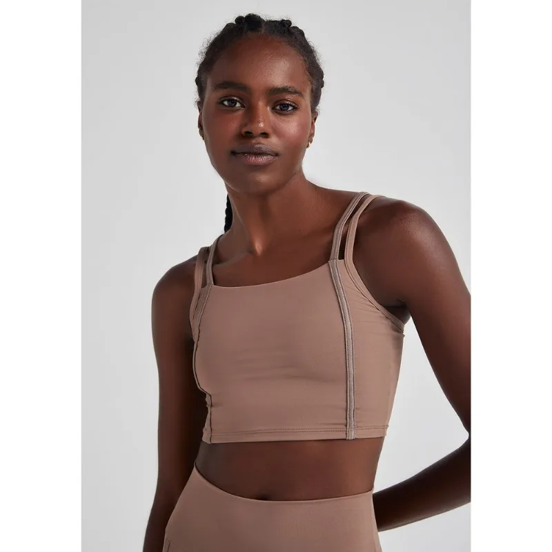 Top Esportivo Feminino Com Proteção Uv 50+ - Marrom G