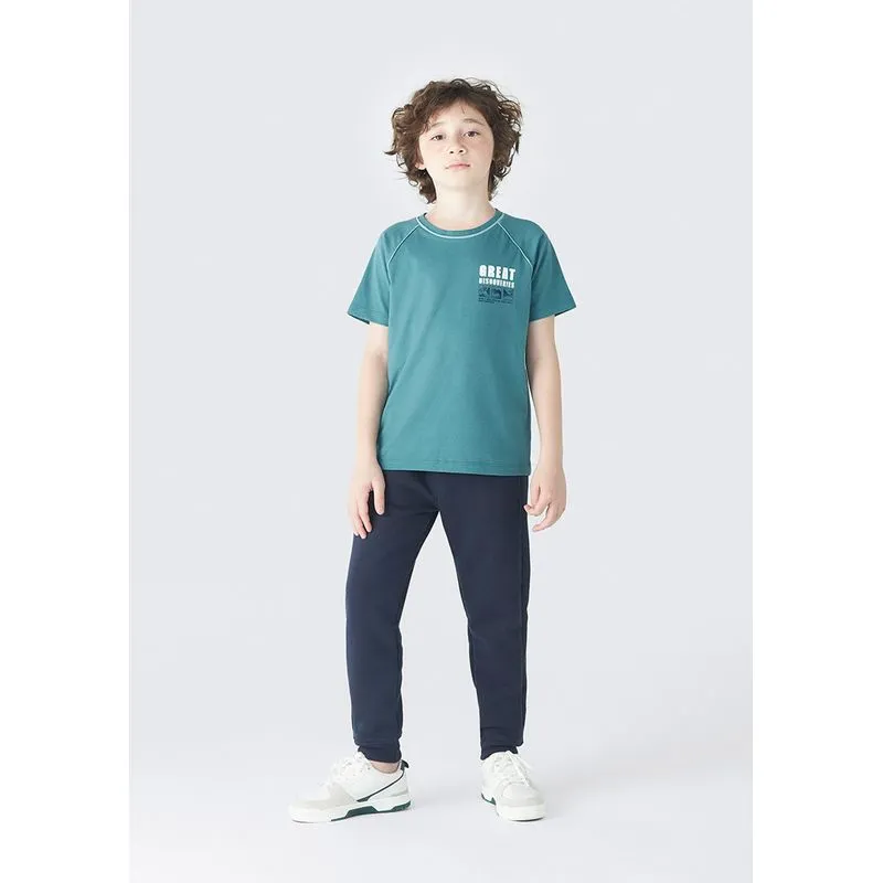 Camiseta Infantil Menino Mangas Raglan Estampada - Verde 016