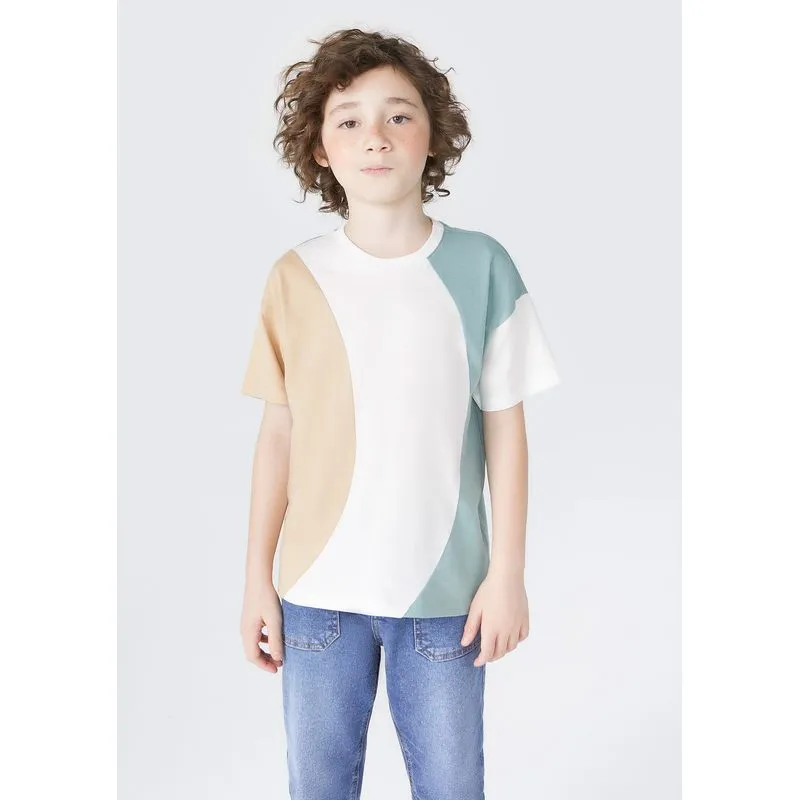Camiseta Infantil Menino Oversized Sustentável - Off white 014