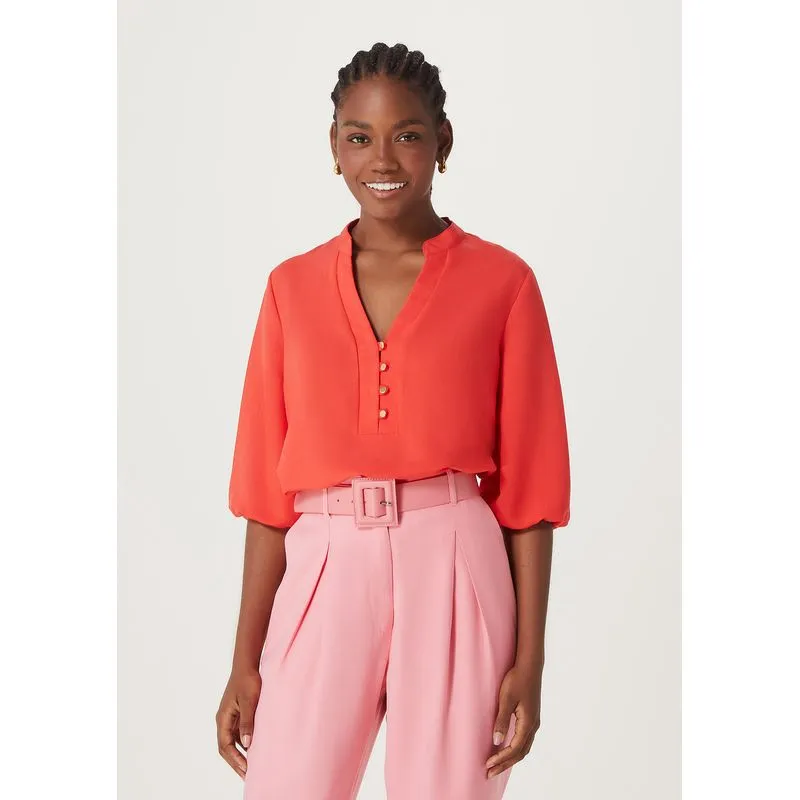 Blusa Feminina Manga 3/4 Bufante - Vermelho XP