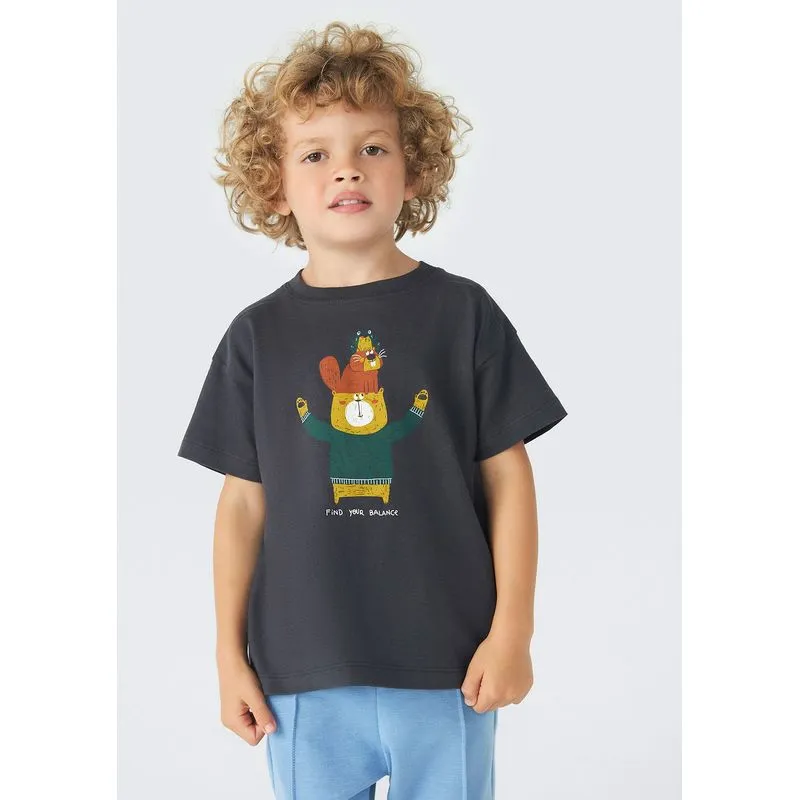Camiseta Infantil Menino Toddler Estampada - Cinza 002