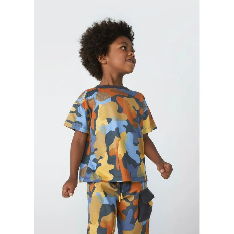 Camiseta Infantil Menino Toddler Manga Curta Estampada - Azul 004