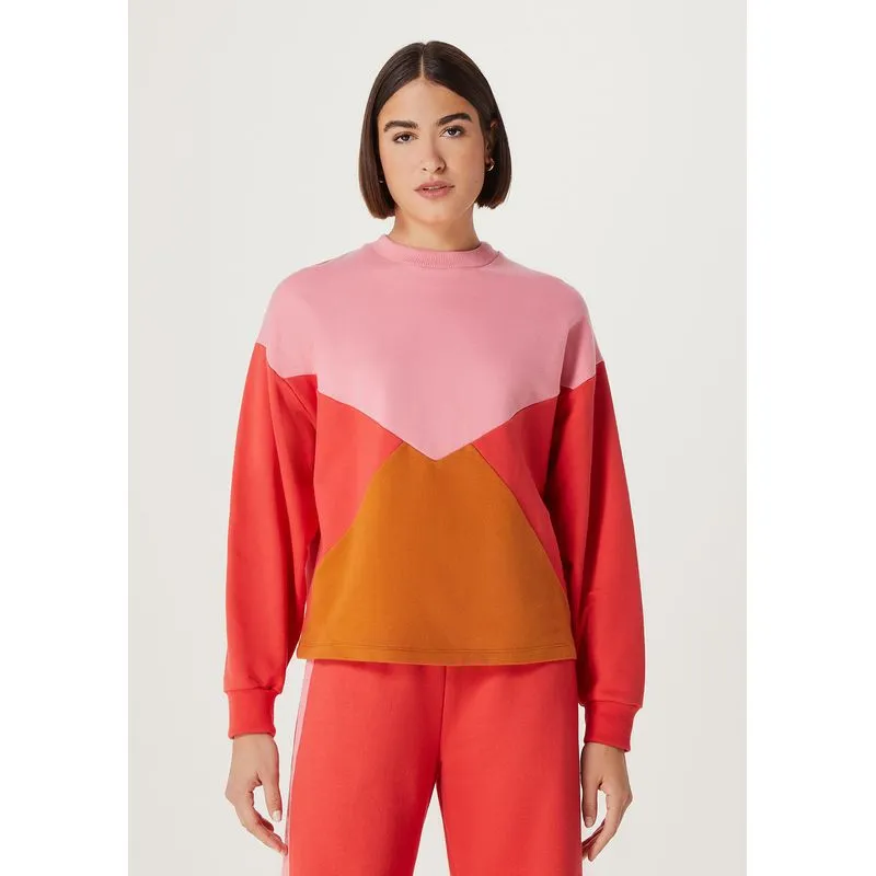 Blusão Feminino Em Moletom Com Recortes - Vermelho G