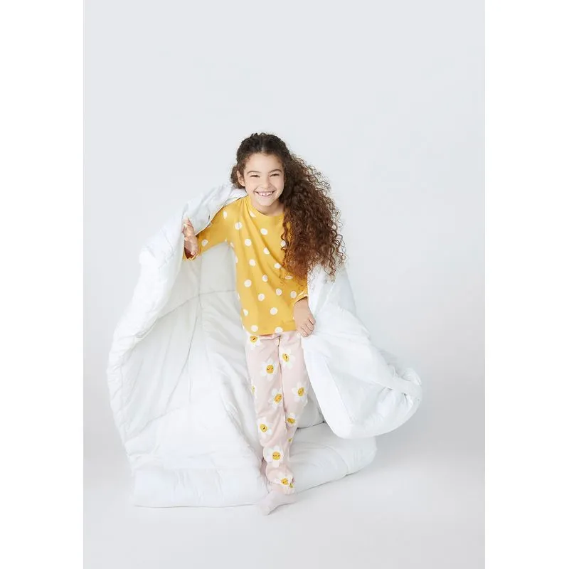 Pijama Infantil Menina Manga Longa Estampado Em Algodão - Amarelo 001