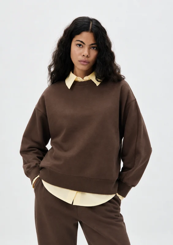 Blusão Básico Hering Em Moletom Feminino - Marrom XP