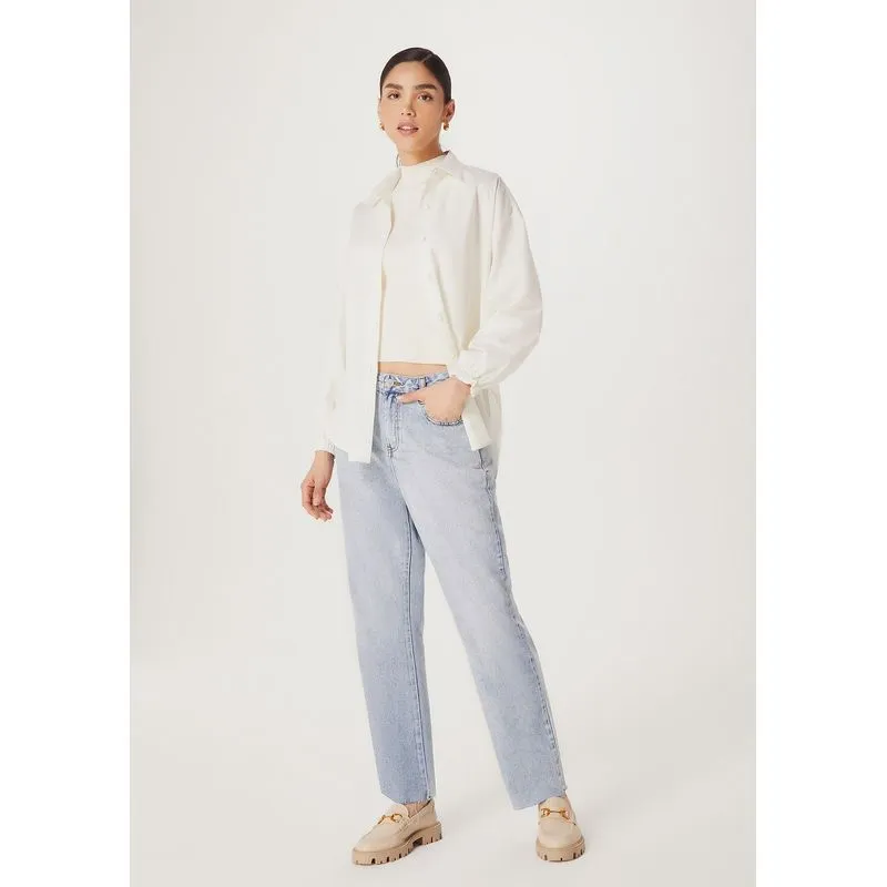 Calça Jeans Feminina Reta Cintura Baixa - Azul 044