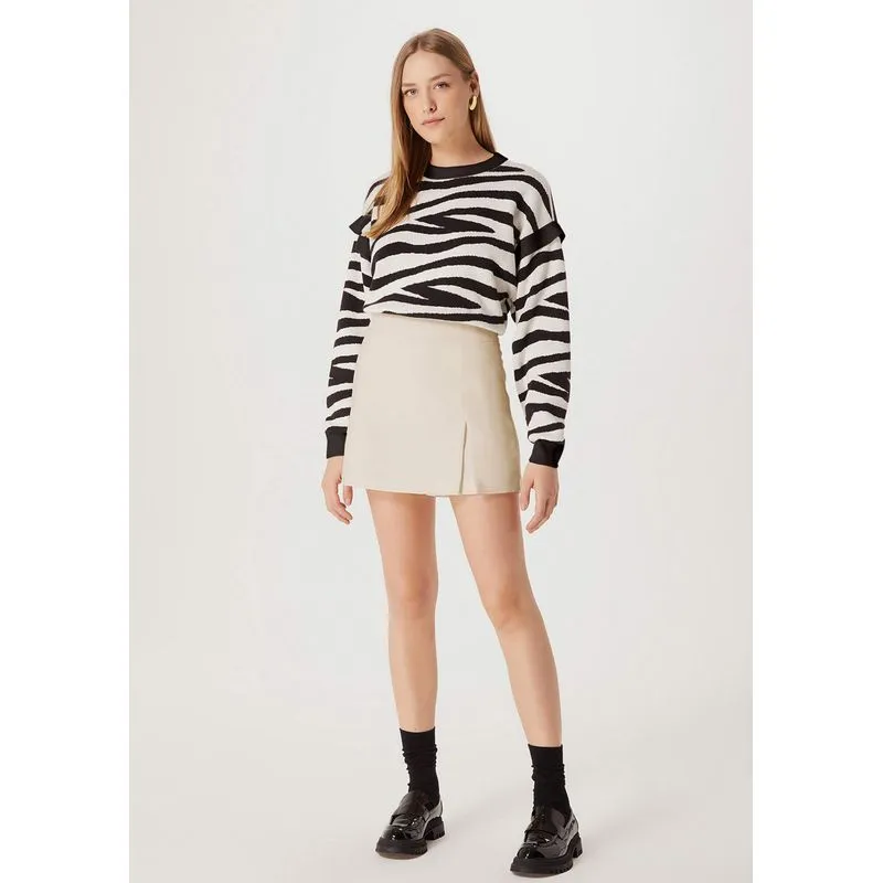 Saia Curta Em Alfaiataria - Off white 038