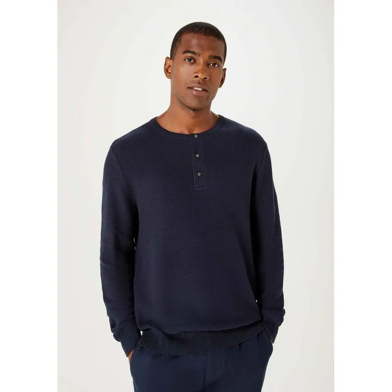 Suéter Masculino Regular Em Tricô - Azul XXG