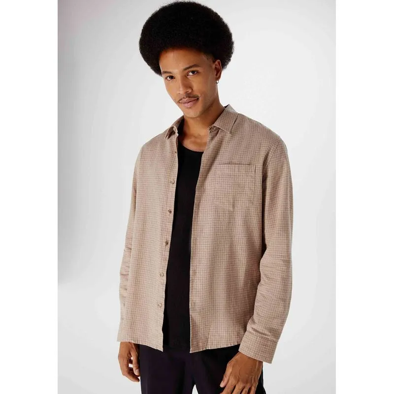 Camisa Masculina Manga Longa Xadrez - Marrom XXG