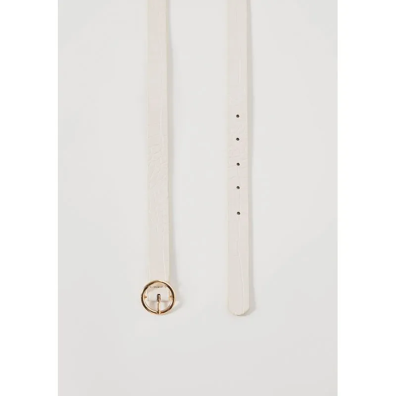 Cinto Feminino Croco Com Fivela - Off white P