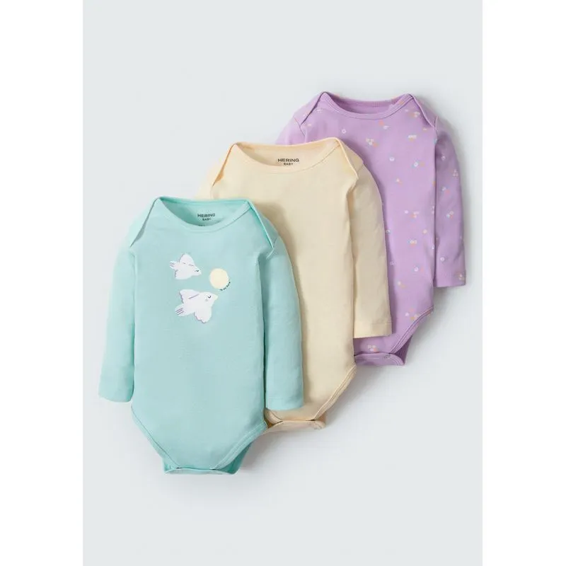 Kit Com 3 Bodies Bebê Menina Em Ribana - Multicolorido 24M