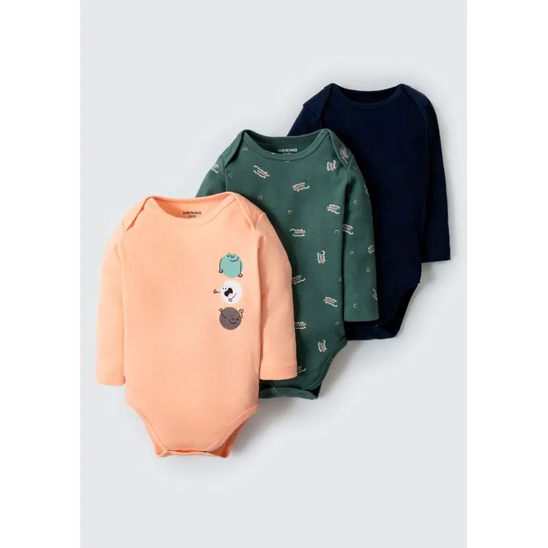 Kit Com 3 Bodies Bebê Menino Manga Longa Em Ribana - Multicolorido 03M