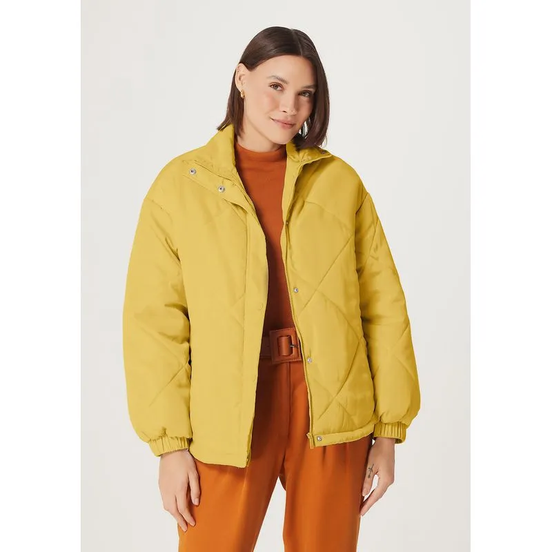 Jaqueta Puffer Feminina Oversized - Amarelo P