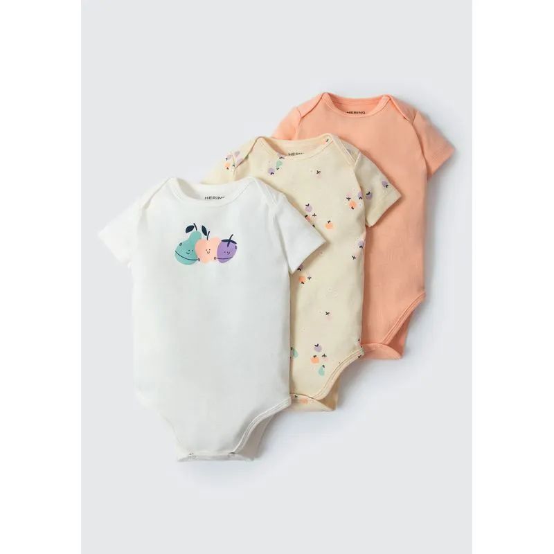 Kit Com 3 Bodies Bebê Menina Em Ribana - Multicolorido 12M
