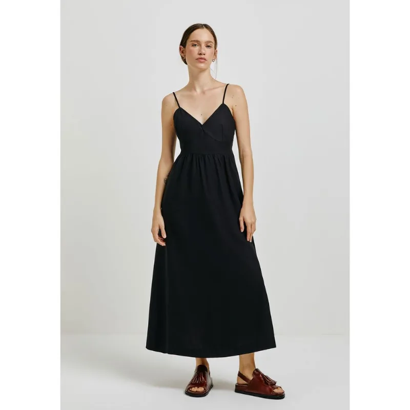Vestido Midi Godê Com Fenda Lateral - Preto 042