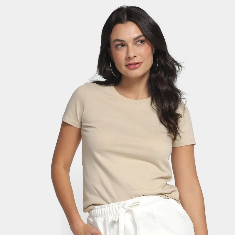 Camiseta Hering Básica Feminina - Feminino - Bege