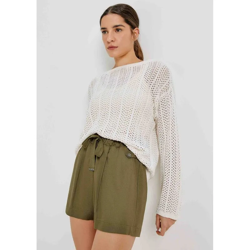 Shorts Básico Feminino Cintura Média Em Viscose - Verde XXG
