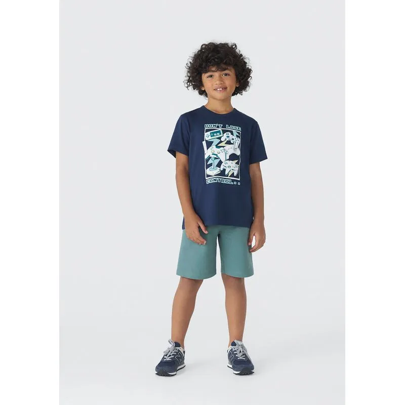 Conjunto Infantil Menino Curto Com Estampa - Azul 014