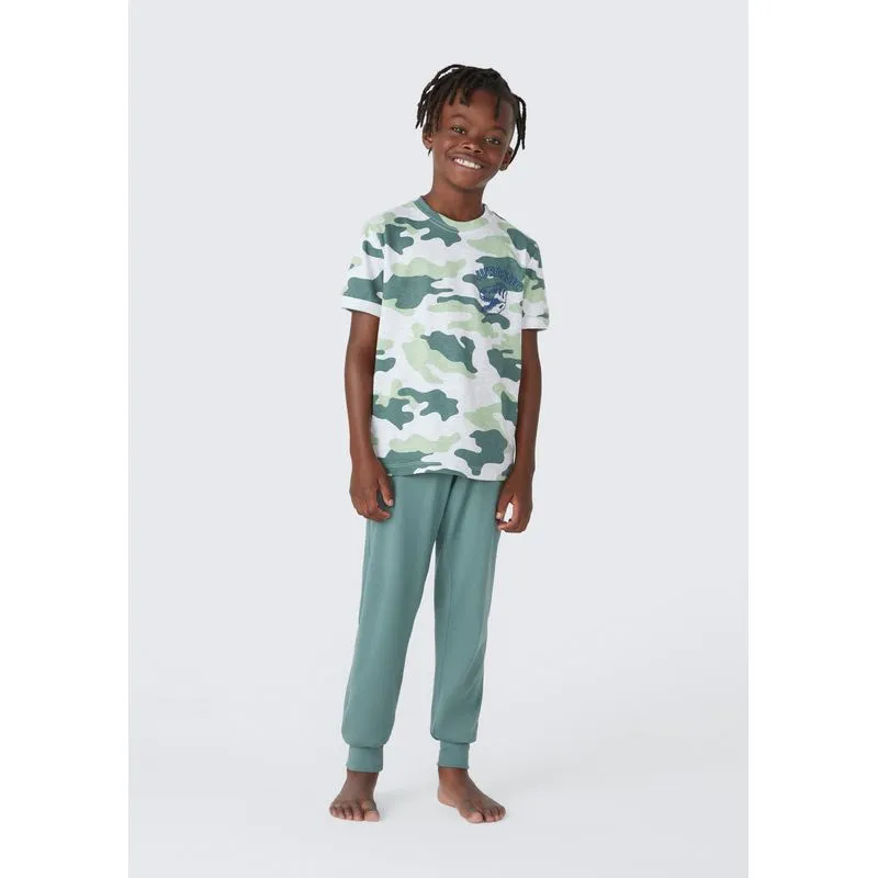 Pijama Infantil Menino Com Estampa Dinossauro - Verde 003