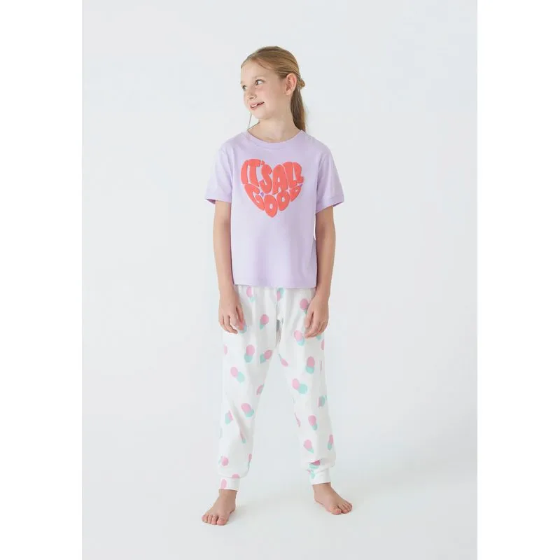 Pijama Infantil Menina Regular Com Estampa - Roxo 003