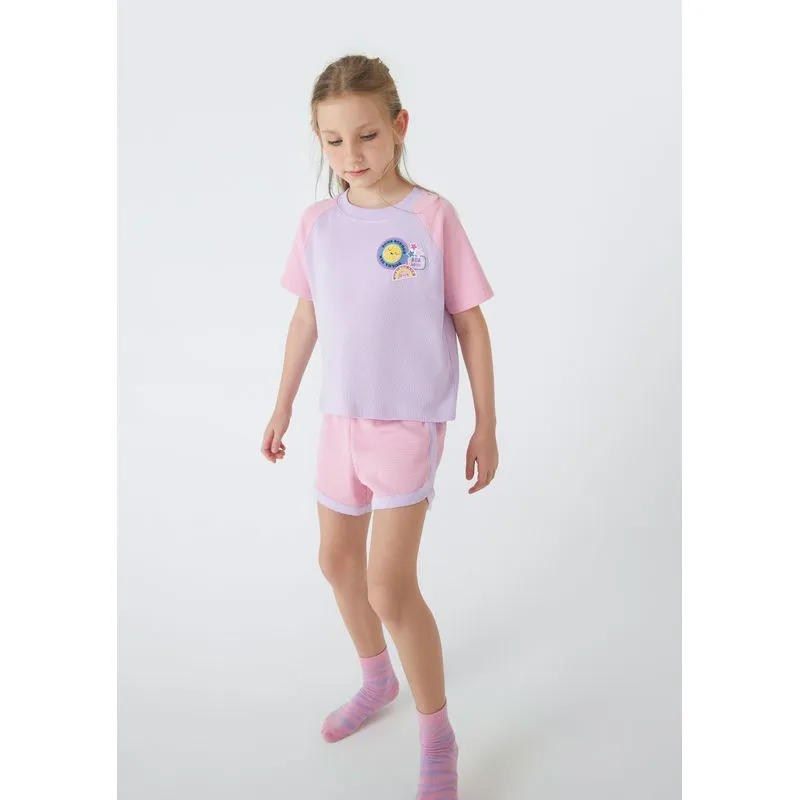 Pijama Infantil Menina Curto Com Estampa - Roxo 004