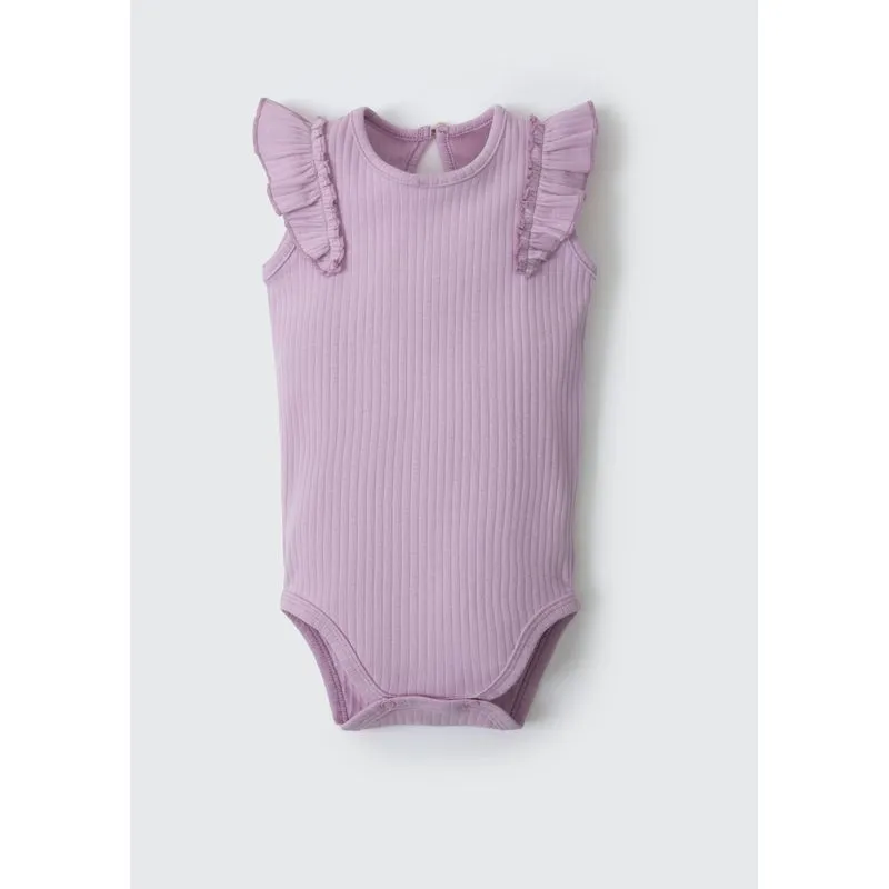 Body Bebê Menina Com Babado - Roxo 09M