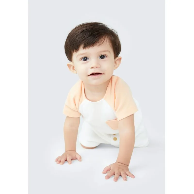 Body Bebê Menino Manga Curta Em Ribana - Off white 03M
