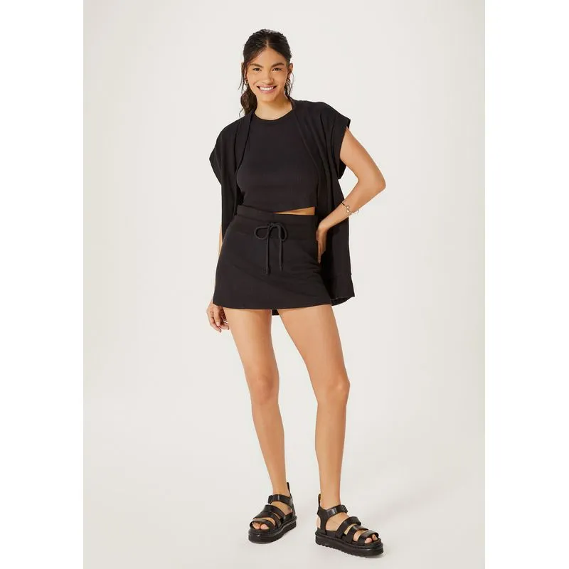 Shorts Saia Em Malha Texturizada - Preto XG