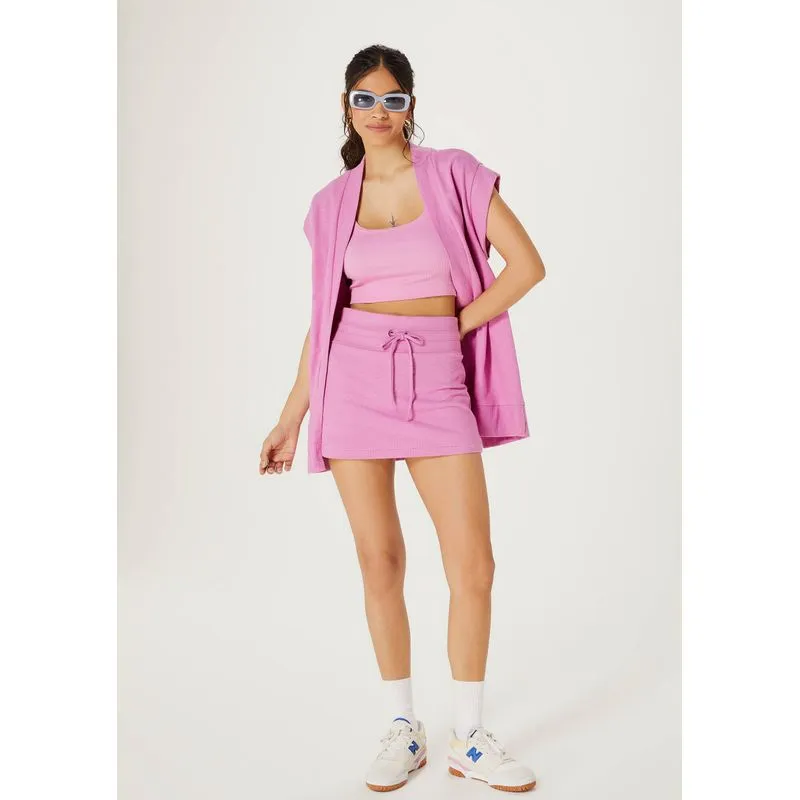 Shorts Saia Em Malha Texturizada - Roxo G