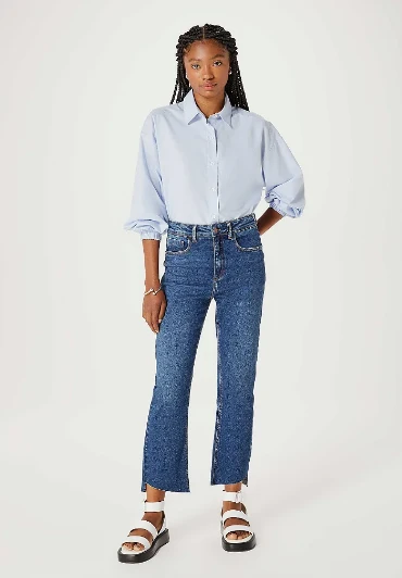 Camisa Hering ML Oversized Feminina - Azul M