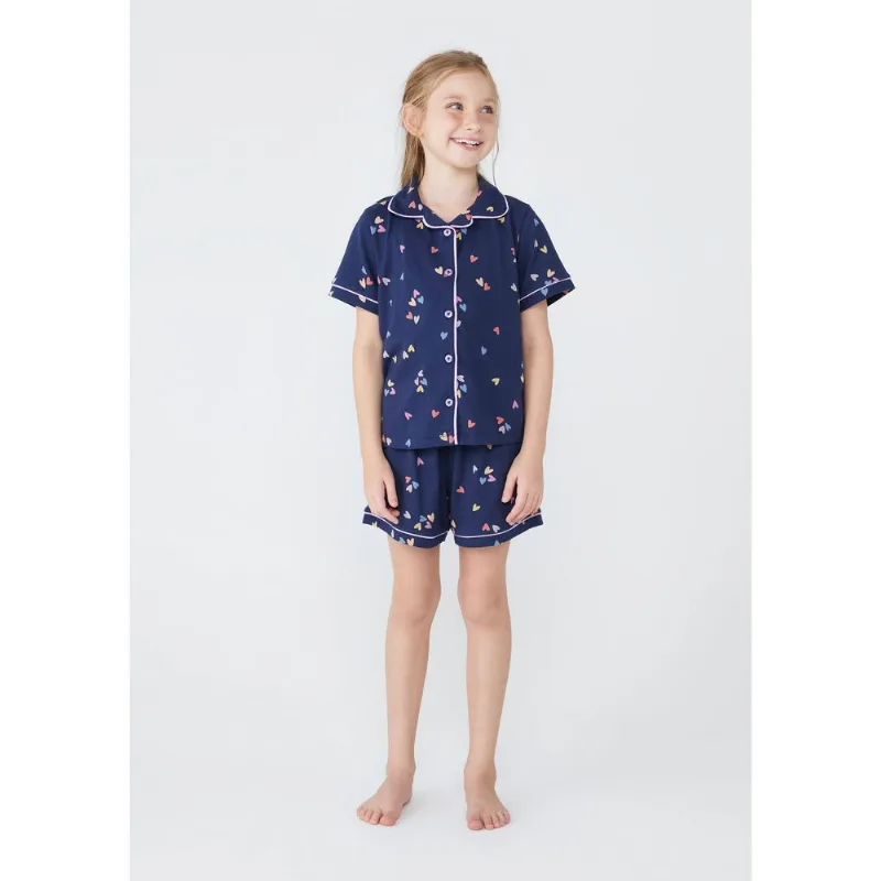 Pijama Infantil Menina Curto Estampado - Azul 002