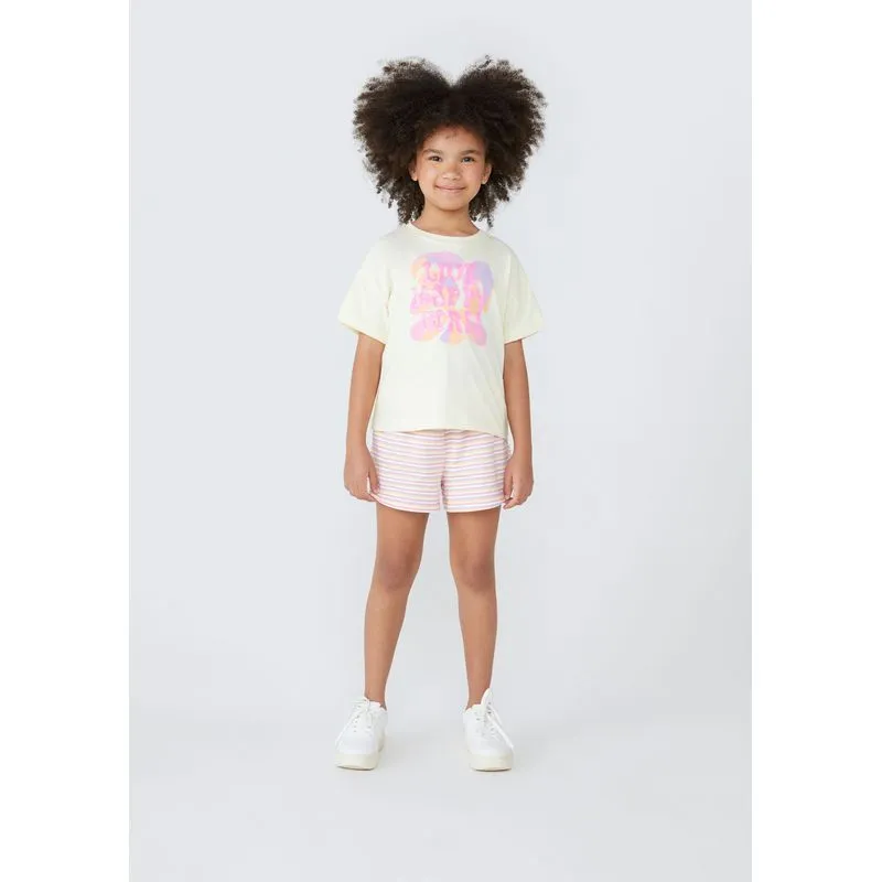 Conjunto Infantil Menina Curto Estampado - Amarelo 010