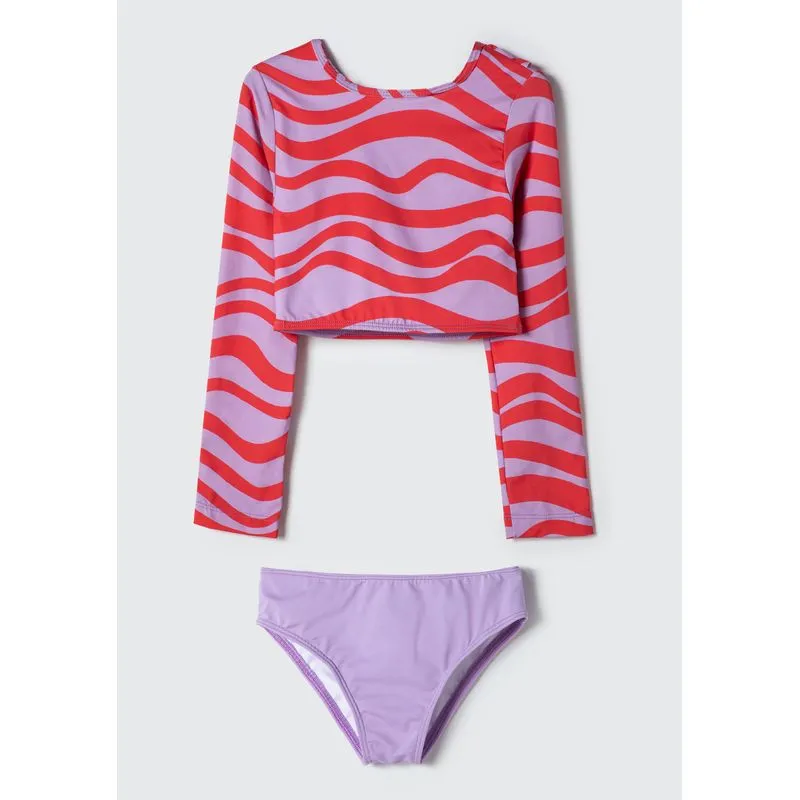 Biquini Infantil Menina Manga Longa Com Estampa - Roxo 016