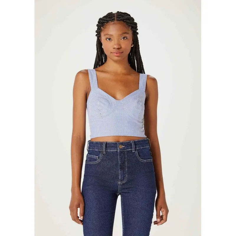 Regata Cropped Feminina Listrada - Azul XG
