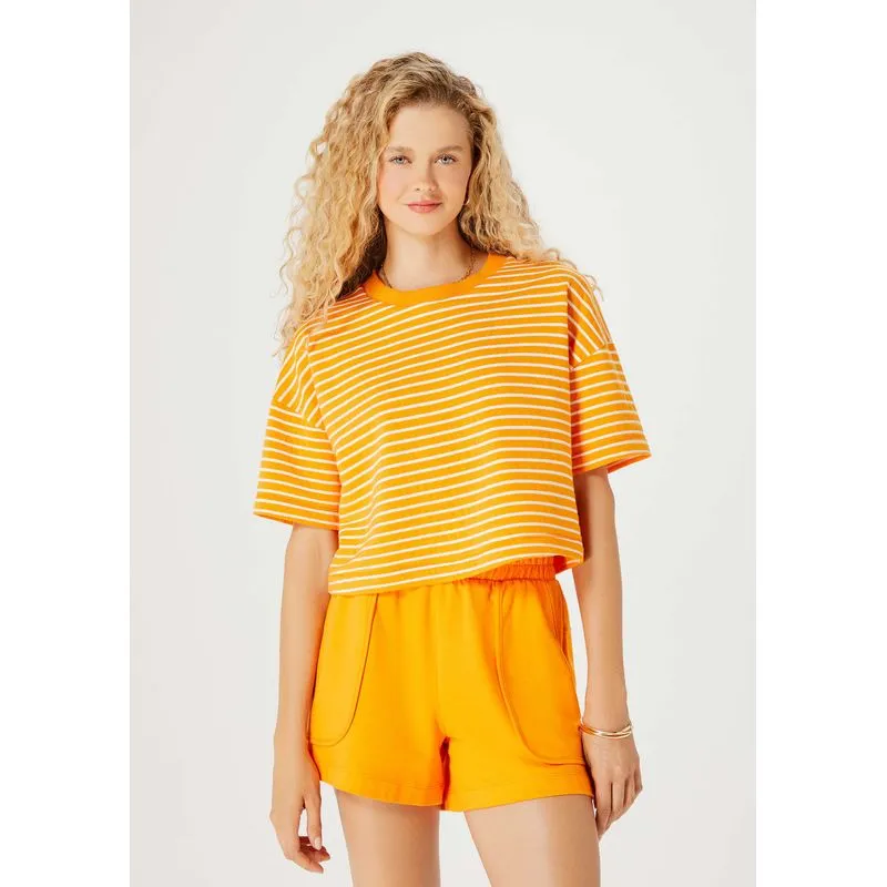 Blusa Feminina Box Listrada - Laranja P