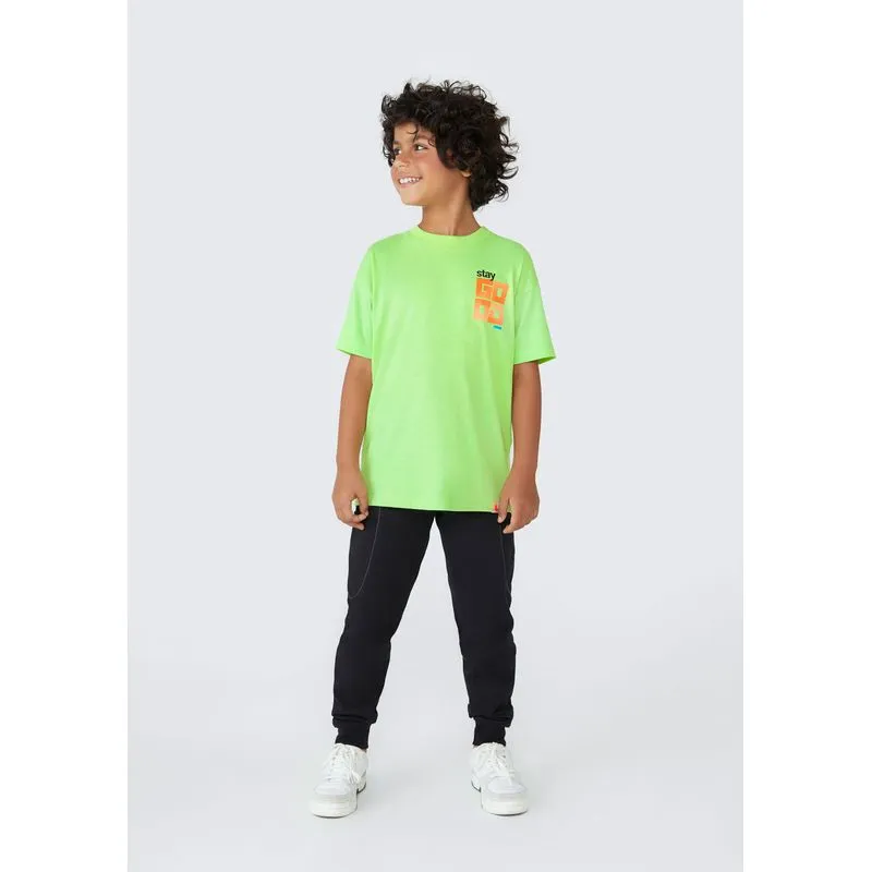 Calça Infantil Menino Jogger Em Moletinho Neon - Preto 012