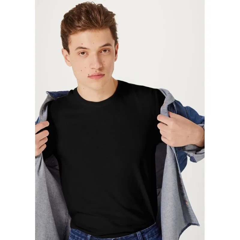 Camiseta Masculina Manga Curta Slim Básicos do Brasil - Preto XG