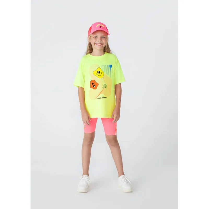 Bermuda Ciclista Infantil Menina Em Neon - Rosa 004