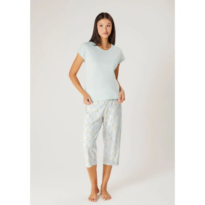Pijama Longo Feminino Estampado - Verde M