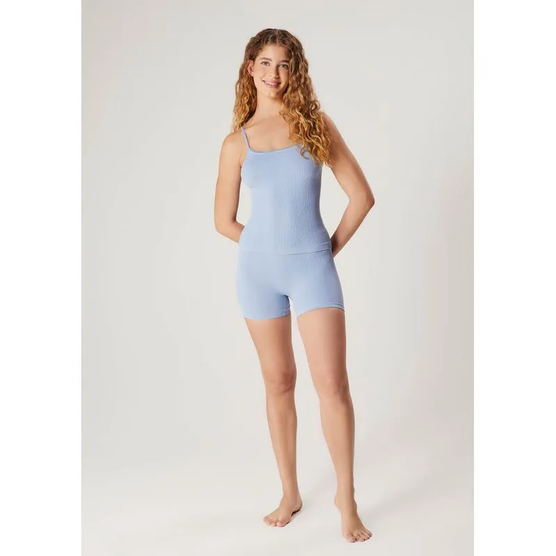 Pijama Curto Feminino Sem Costura - Azul G