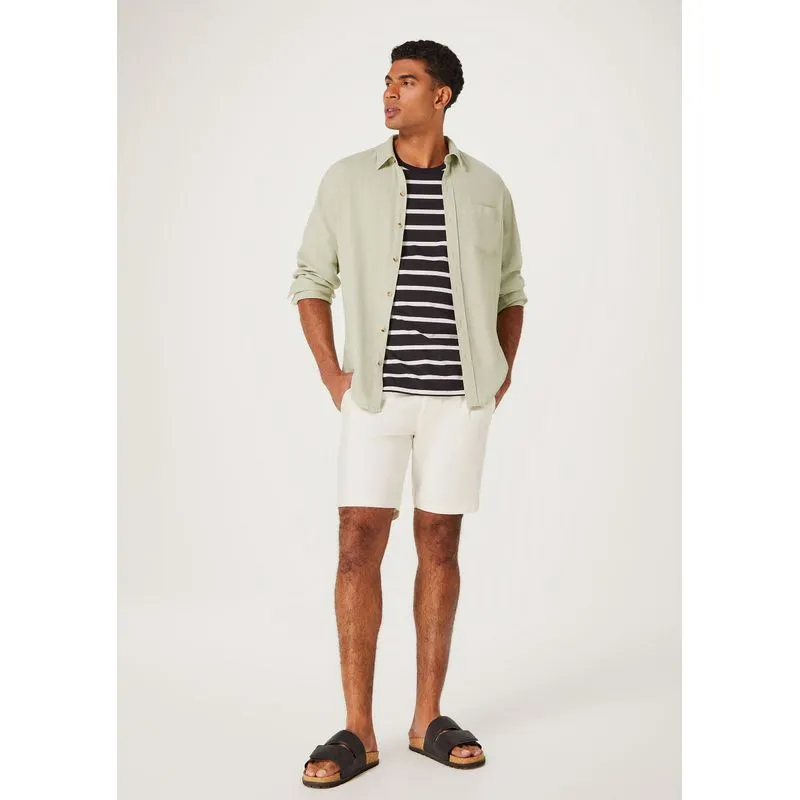 Bermuda Básica Masculina Reta Em Sarja Paper - Off white 044