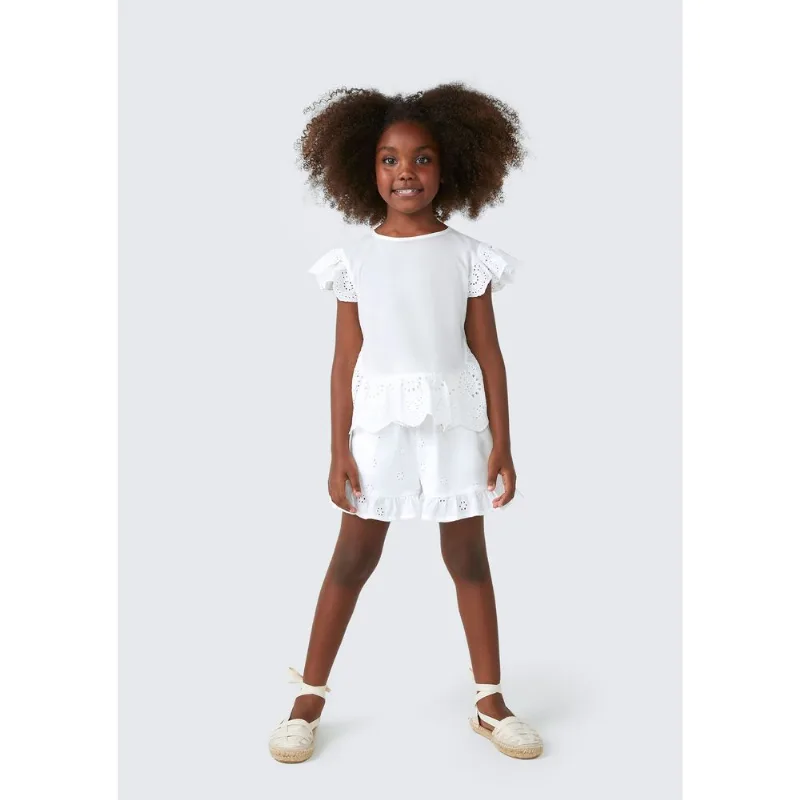 Shorts Infantil Menina Com Laise e Babados - Branco 012