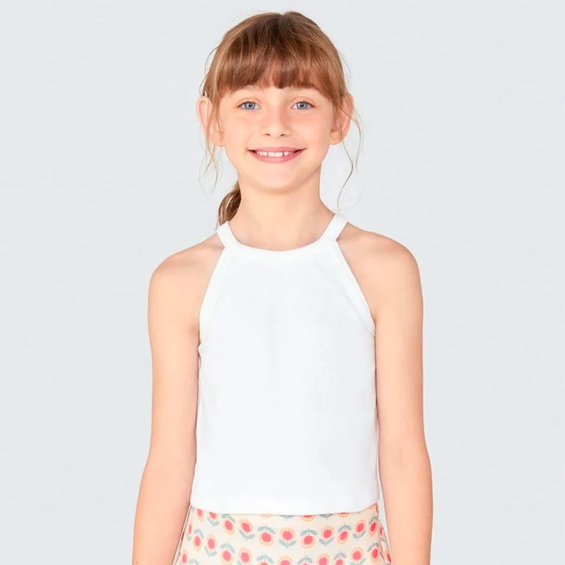Regata Cropped Canelada Branca Hering Infantil - Feminina 10 / Menina