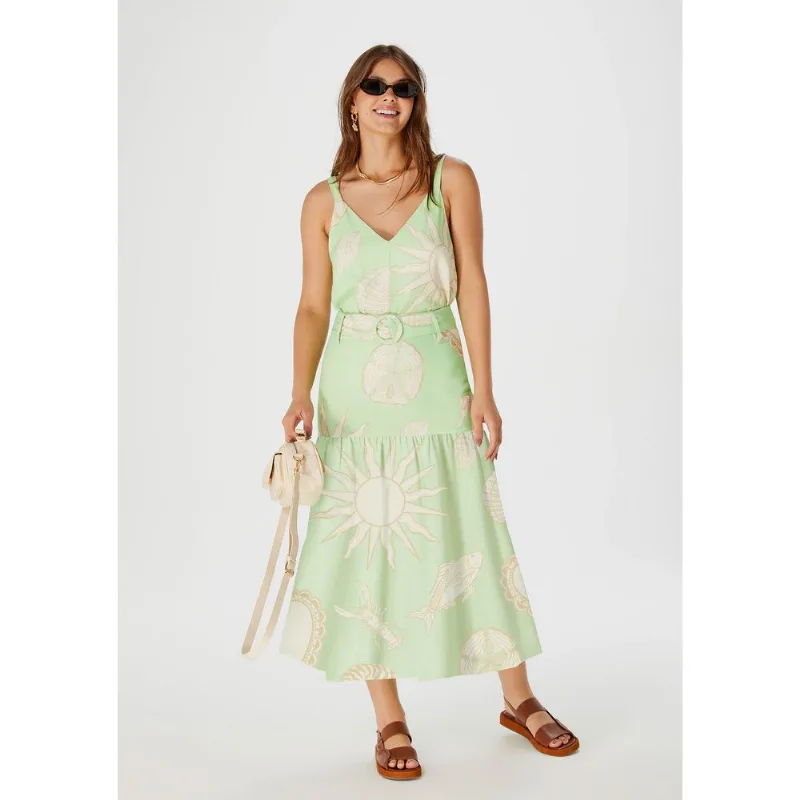 Regata Feminina Decote V Estampada - Verde XP